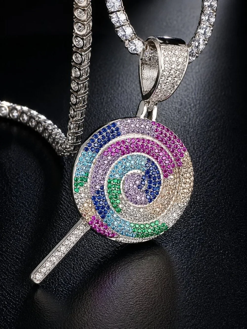 Simulated Diamond Lollipop Necklace